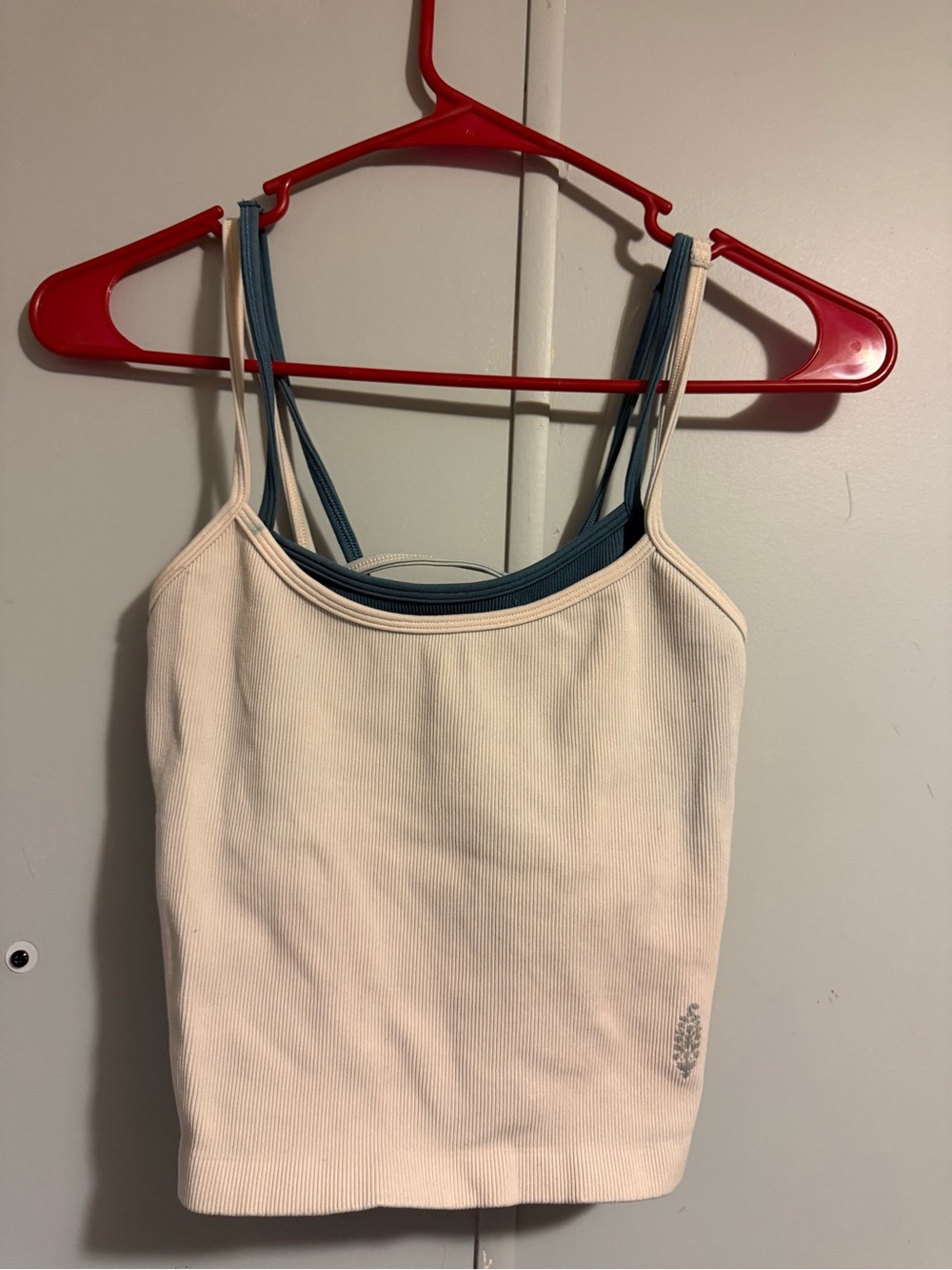 Free People Movement Layered Strappy Ribbed Tank Top Ivory Teal XS/S